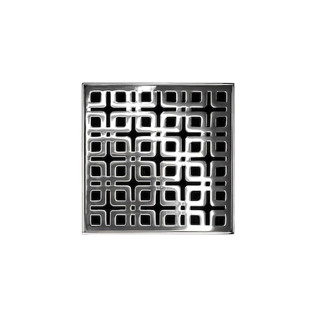 Infinity Drain 4"x4"Strainer W/ Link Pattern DecPlate and 2"Throat-PS for KD 4 K_4_PS